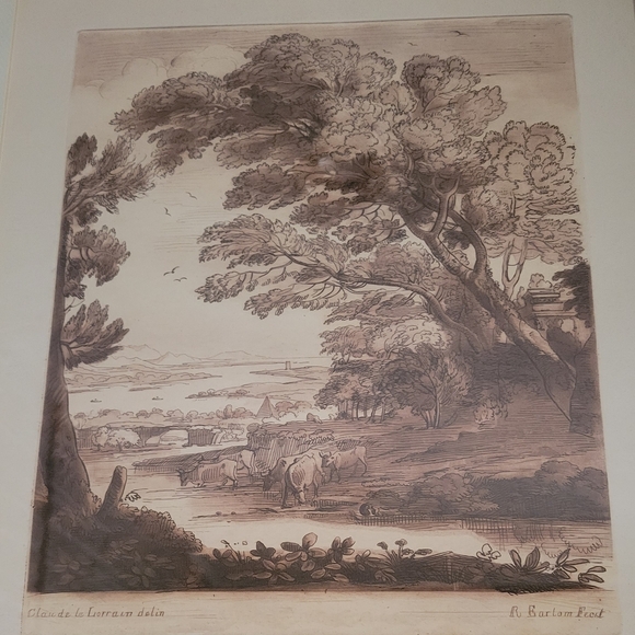 Framed Landscape Art Print in Brown and Gold - Picture 3 of 7